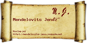 Mendelovits Jenő névjegykártya